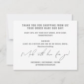 Moderne graue Verpackungseinheit Dankeskarte (Rückseite)