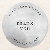 Moderne graue Wasserfarbenhochzeit Runder Pappuntersetzer (Vorderseite)