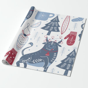 Moderne graue Weihnachtsillustrationen Geschenkpap Geschenkpapier