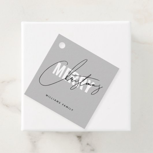 Moderne graue Weihnachtsschrift Geschenkanhänger (Beispiel)