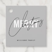 Moderne graue Weihnachtsschrift Geschenkanhänger (Vorderseite)