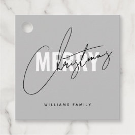 Moderne graue Weihnachtsschrift Geschenkanhänger