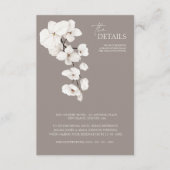 Moderne graue weiß orchid Hochzeitdetails Begleitkarte (Vorderseite)