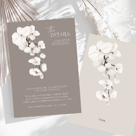 Moderne graue weiß orchid Hochzeitdetails Begleitkarte
