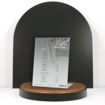 Moderne graue weiße Friseur-Preisliste/Menu