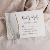 Moderne, graue, weiße Gold-Agate-Hochzeit-RSVP-Kar RSVP Karte