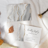 Moderne, graue, weiße Gold-Agate-Hochzeit-RSVP-Kar RSVP Karte