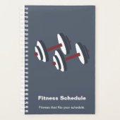 Moderne graue weiße Hantel-Motto-Workout-Planung Planer (Vorderseite)