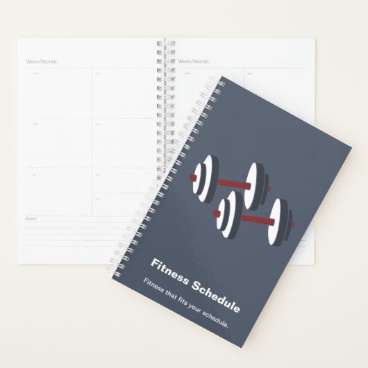 Moderne graue weiße Hantel-Motto-Workout-Planung Planer (Anzeige)