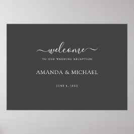 Moderne, graue weiße Hochzeitsempfehlung willkomme Poster