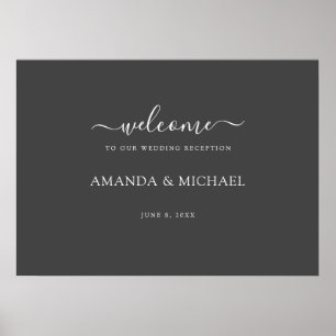 Moderne, graue weiße Hochzeitsempfehlung willkomme Poster