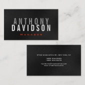 Moderne, graue, weiße Orange-Großbuchstabe-Visiten Visitenkarte (Vorne/Hinten)