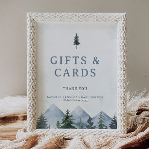 Moderne graue Wildnis-Winter-Baby-Shower-Tafel Fotodruck