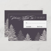Moderne graue Winter Wedding RSVP Card Trees (Vorne/Hinten)