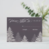 Moderne graue Winter Wedding RSVP Karten Bäume (Stehend Vorderseite)