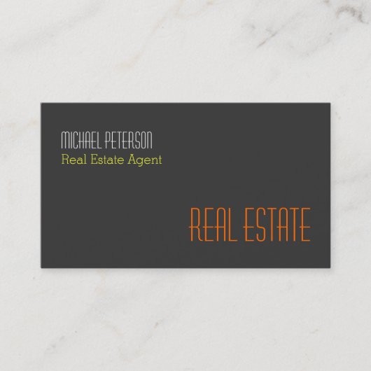 Moderne Graugelb-Orange-Agent-Visitenkarte Visitenkarte (Vorderseite)