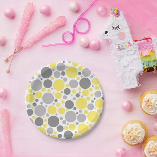 Moderne Graugelbe Blasen Pappteller (Party)