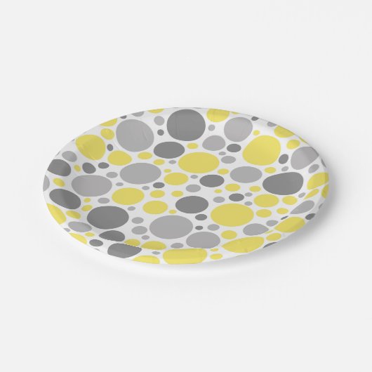 Moderne Graugelbe Blasen Pappteller (Schrägansicht)