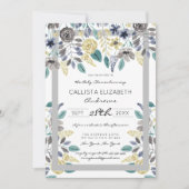 Moderne graugelbe Flora Wasserfarben Kinderdusche Einladung (Vorderseite)