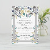 Moderne graugelbe Flora Wasserfarben Kinderdusche Einladung (Stehend Vorderseite)