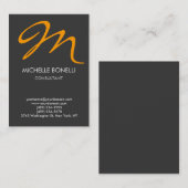 Moderne, graugelbe, monogramm-Visitenkarte Visitenkarte (Vorne/Hinten)