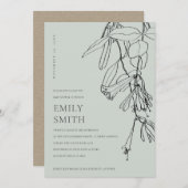 MODERNE GRAULINE ZEICHNEND BLUMENBABY-DUSCHKARTE DANKESKARTE (Vorne/Hinten)