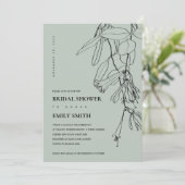 MODERNE GRAULINE ZEICHNEND FLORAL BRAUTPARTY CARD DANKESKARTE (Stehend Vorderseite)