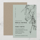 MODERNE GRAULINE ZEICHNEND FLORAL BRAUTPARTY CARD DANKESKARTE (Vorne/Hinten)