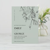 MODERNE GRAULINE ZEICHNEND FLORALISCHE SAVE THE DA DANKESKARTE (Stehend Vorderseite)