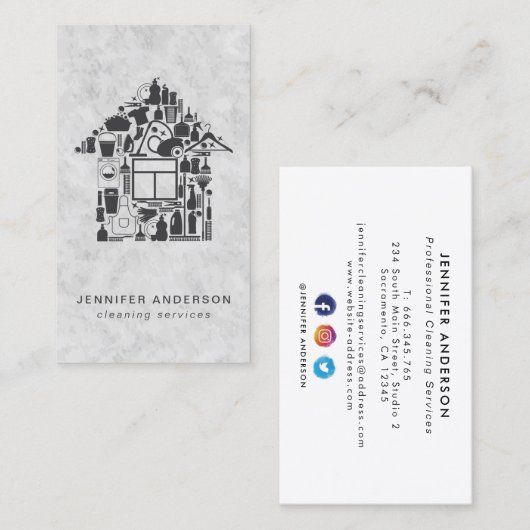 Moderne Graureinigung Visitenkarte (Vorne/Hinten)