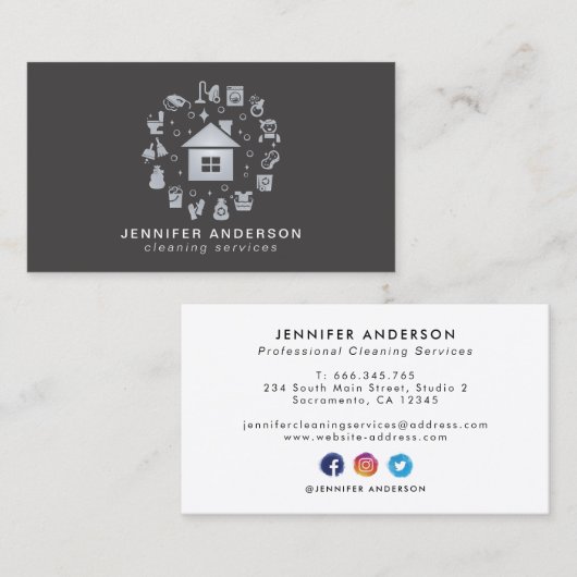 Moderne Graureinigung Visitenkarte (Vorne/Hinten)