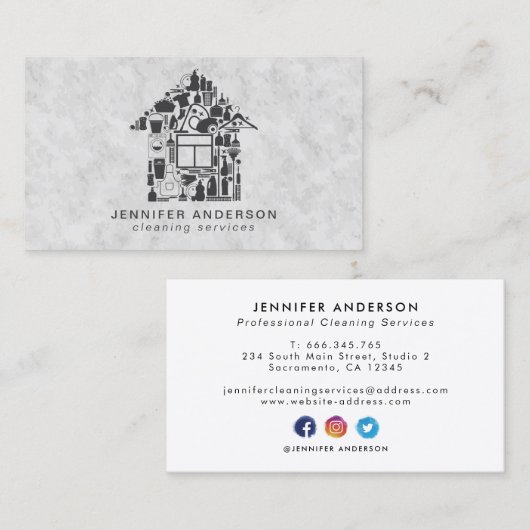 Moderne Graureinigung Visitenkarte (Vorne/Hinten)