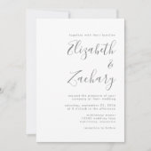 Moderne Grauschrift White Wedding Einladung (Vorderseite)