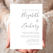 Moderne Grauschrift White Wedding Einladung