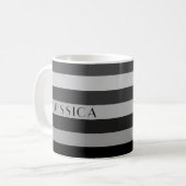 Moderne Graustreifen Mustername Kaffeetasse (Vorderseite Links)