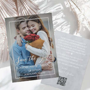 Moderne Grautöne mit Foto-Hochzeit Save the Date