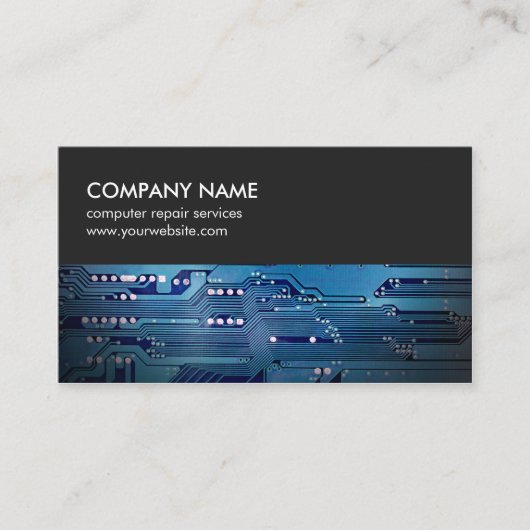 Moderne Gray Blue Circuit Board Computerreparatur Visitenkarte (Vorderseite)