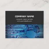 Moderne Gray Blue Circuit Board Computerreparatur Visitenkarte (Vorderseite)