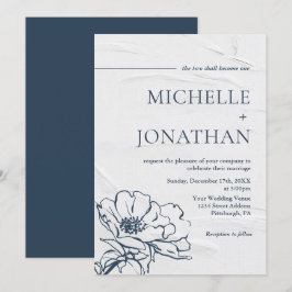 Moderne Gray Blue Einfache Rose Christliche Hochze Einladung