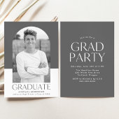 Moderne Gray Color Block Graduation Party Einladung