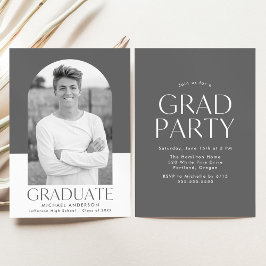 Moderne Gray Color Block Graduation Party Einladung