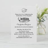 Moderne Gray Custom Foto Nurse Graduation Party Einladung (Stehend Vorderseite)