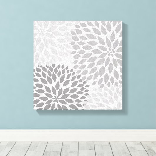 Moderne Gray Dahlia Square Leinwanddruck (Insitu (Holzboden))