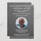 Moderne Gray Foto Celebration of Life for Man Einladung (Vorne/Hinten)