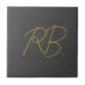 Moderne Gray Gold Color Monogram Initials Fliese (Vorderseite)