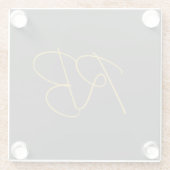 Moderne Gray Gold Color Monogram Initials Glasuntersetzer (Rückseite)
