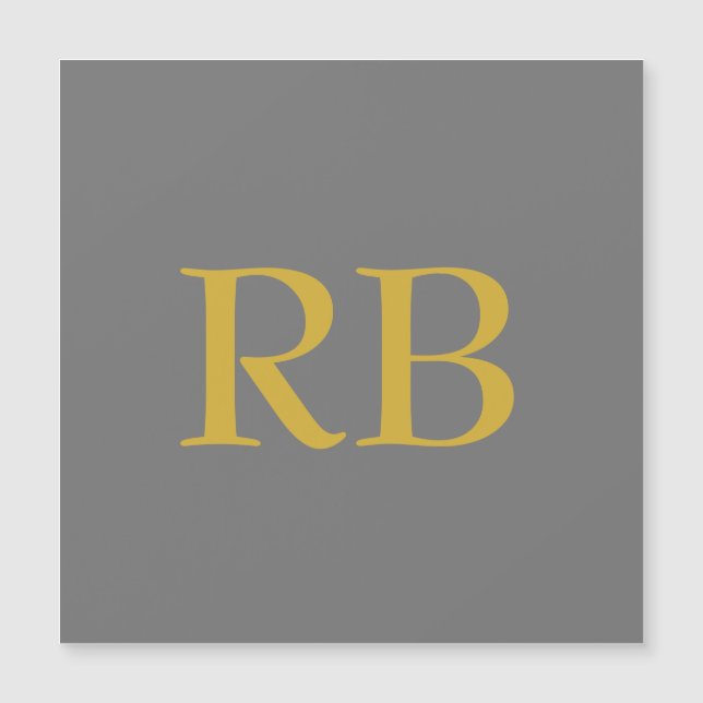Moderne Gray Gold Color Monogram Initials Magnetkarte (Vorderseite)