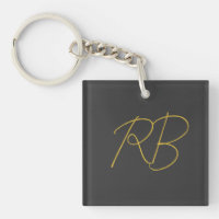 Moderne Gray Gold Color Monogram Initials