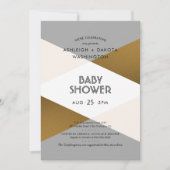 Moderne Gray & Gold Geometric Baby Dusche Einladung (Vorderseite)