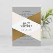 Moderne Gray & Gold Geometric Baby Dusche Einladung (Stehend Vorderseite)